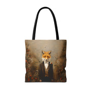 Elegant Fox Tote Bag - Vintage Art-Inspired Eco-Friendly Canvas Bag