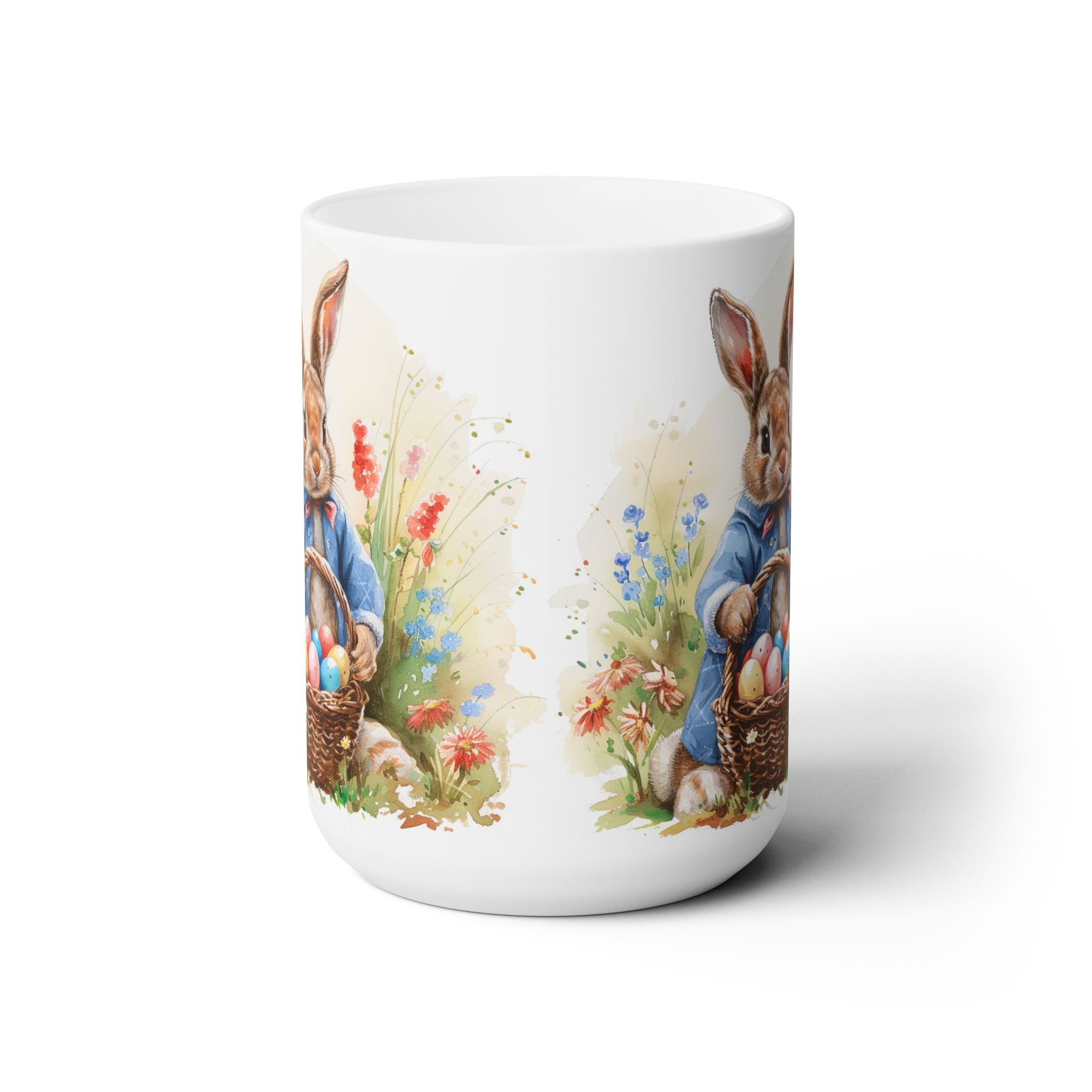 Easter Bunny with Basket Mug – Spring Coffee Gift for Bun Lovers