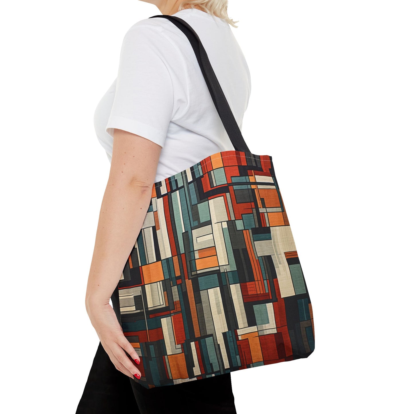 Geometric Abstract Art Canvas Tote Bag, Eco-Friendly Market Tote for Daily Use