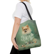 Elegant Pomeranian Tote Bag, Vintage Dog Lover Canvas Bag