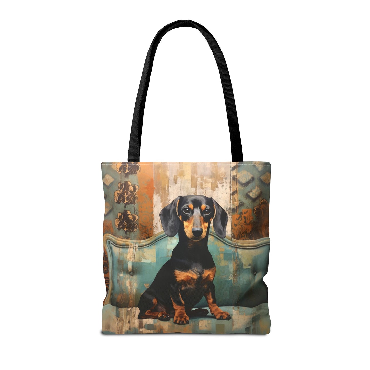 Dashing Dachshund Vintage Tote Bag, Artistic Canvas Dog Lover Gift