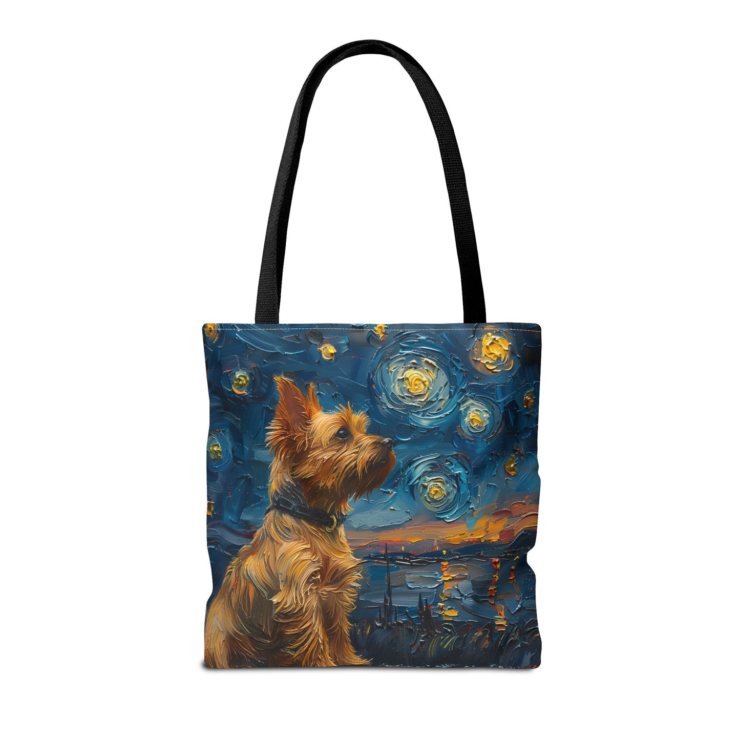 Yorkie Starry Night Canvas Tote Bag – Artistic & Eco-Friendly