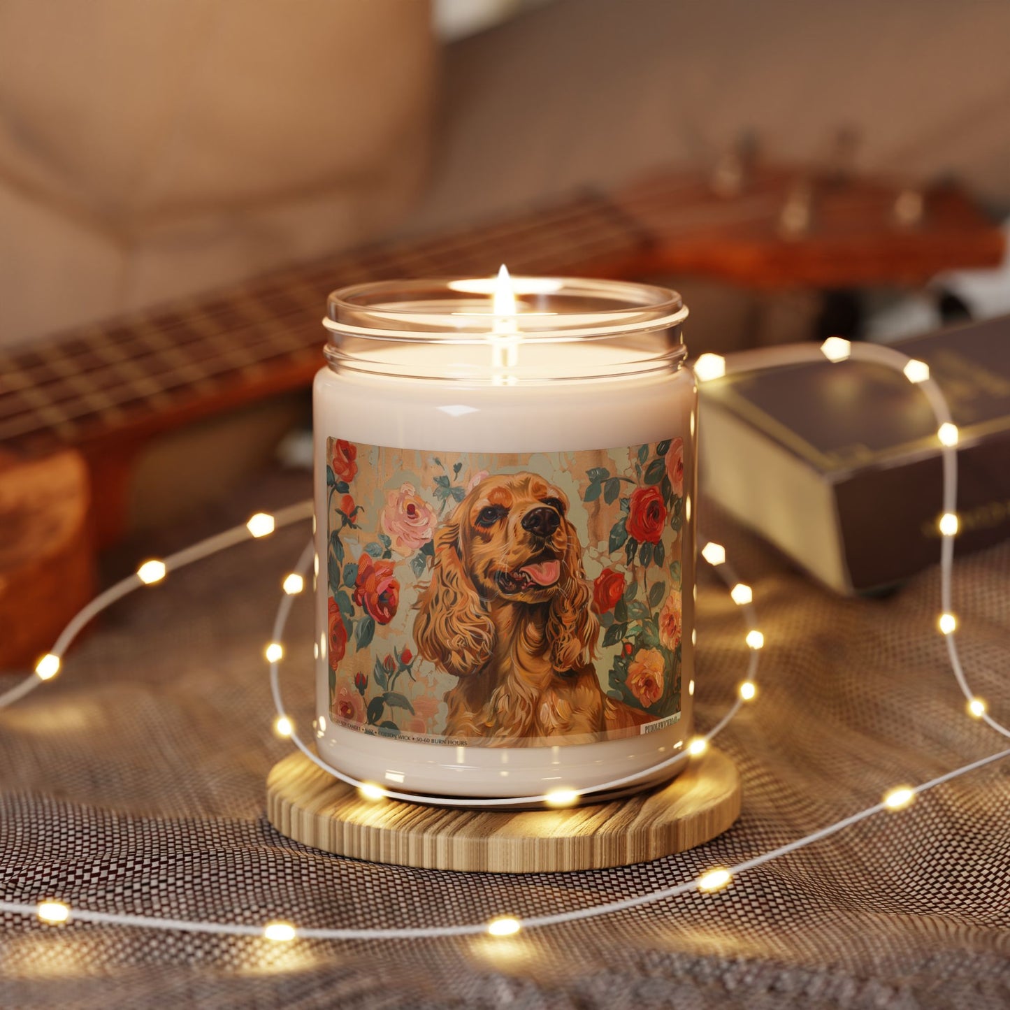 Golden Cocker Spaniel Candle – Vintage Floral Dog Lover Gift