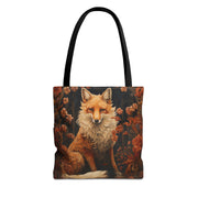 Fox Floral Elegance Tote Bag, Eco-Friendly Canvas Market Bag