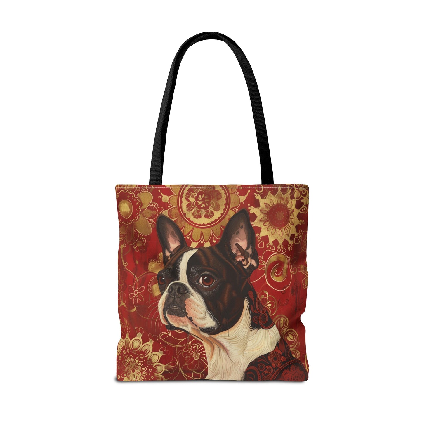 Charming Boston Terrier Tote Bag with Vibrant Floral Design