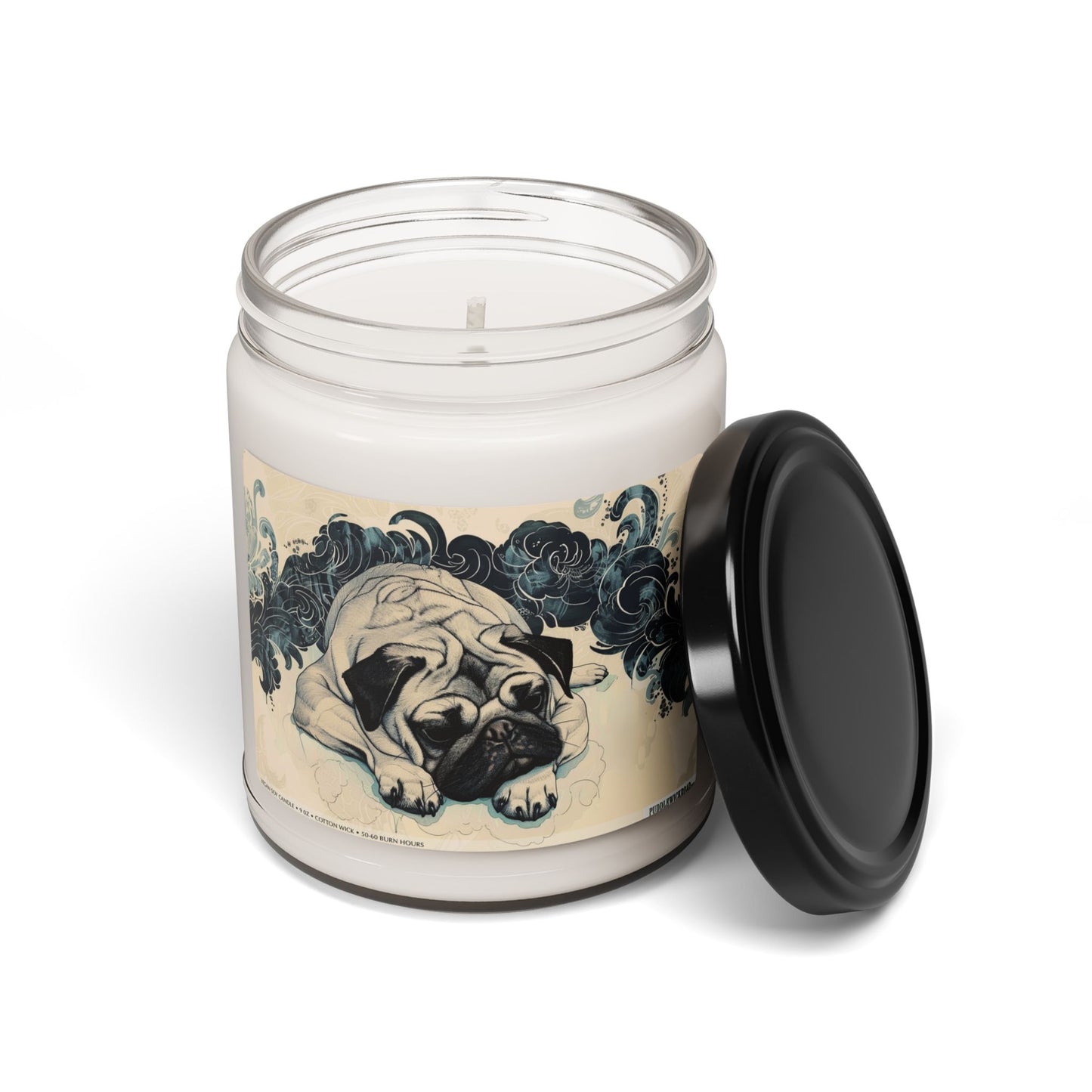 Pug Serenity Soy Candle - Artistic Dog Lover Gift, Relaxing Scented Candle