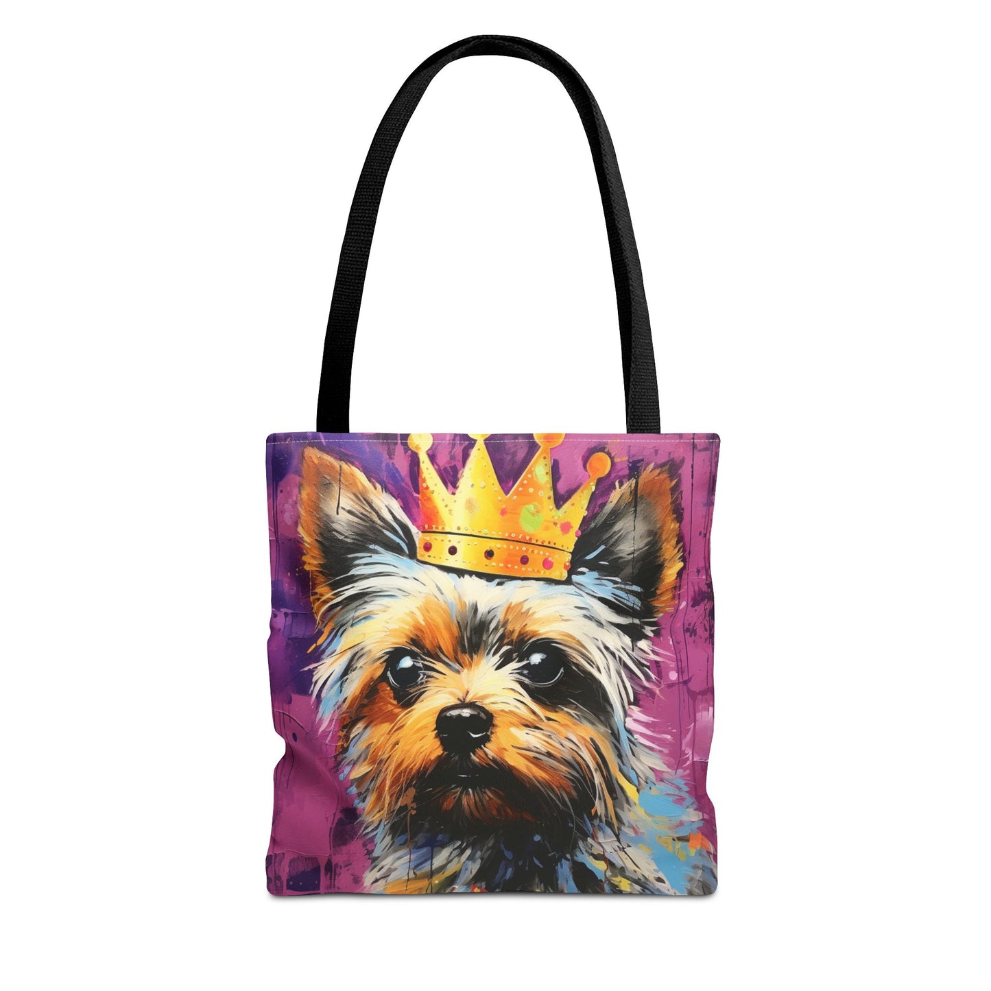 Regal Yorkie Crown Art Tote Bag – Vibrant Dog Lover Gift