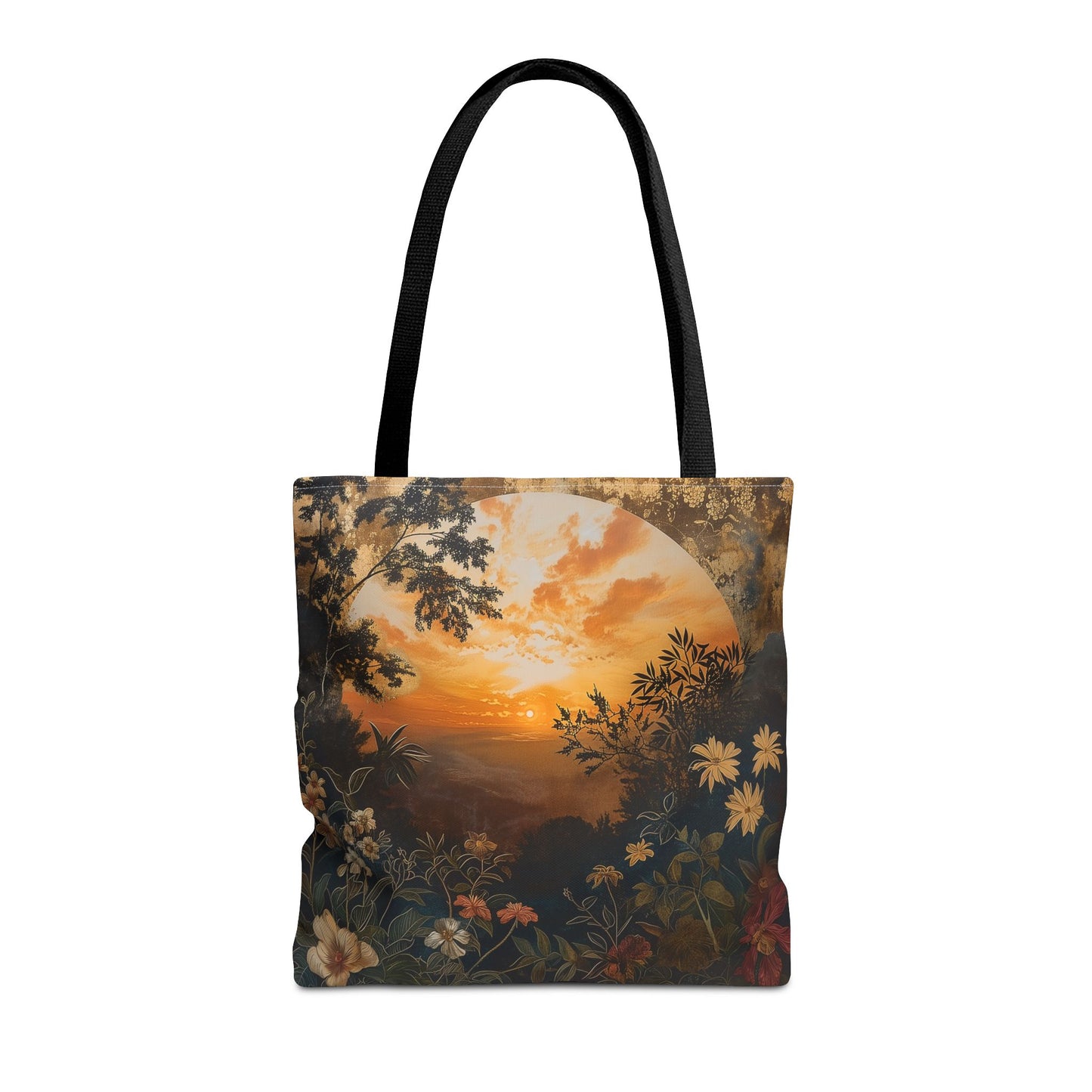 Sunset Serenity Tote Bag, Floral Market Bag for Everyday Use