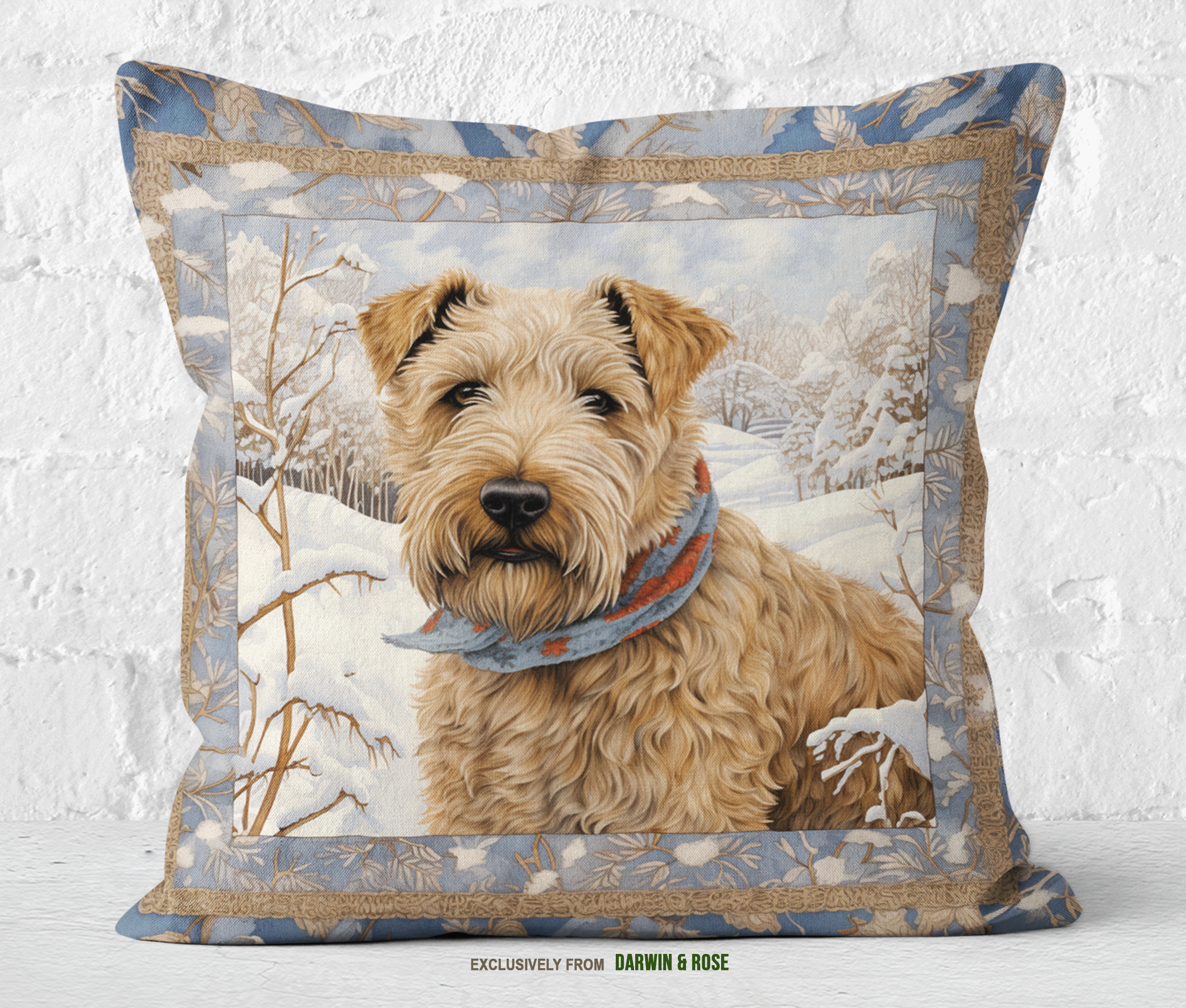 Soft-Coated Wheaten Terrier Winter Wonderland Throw Pillow - Farmhouse Style
