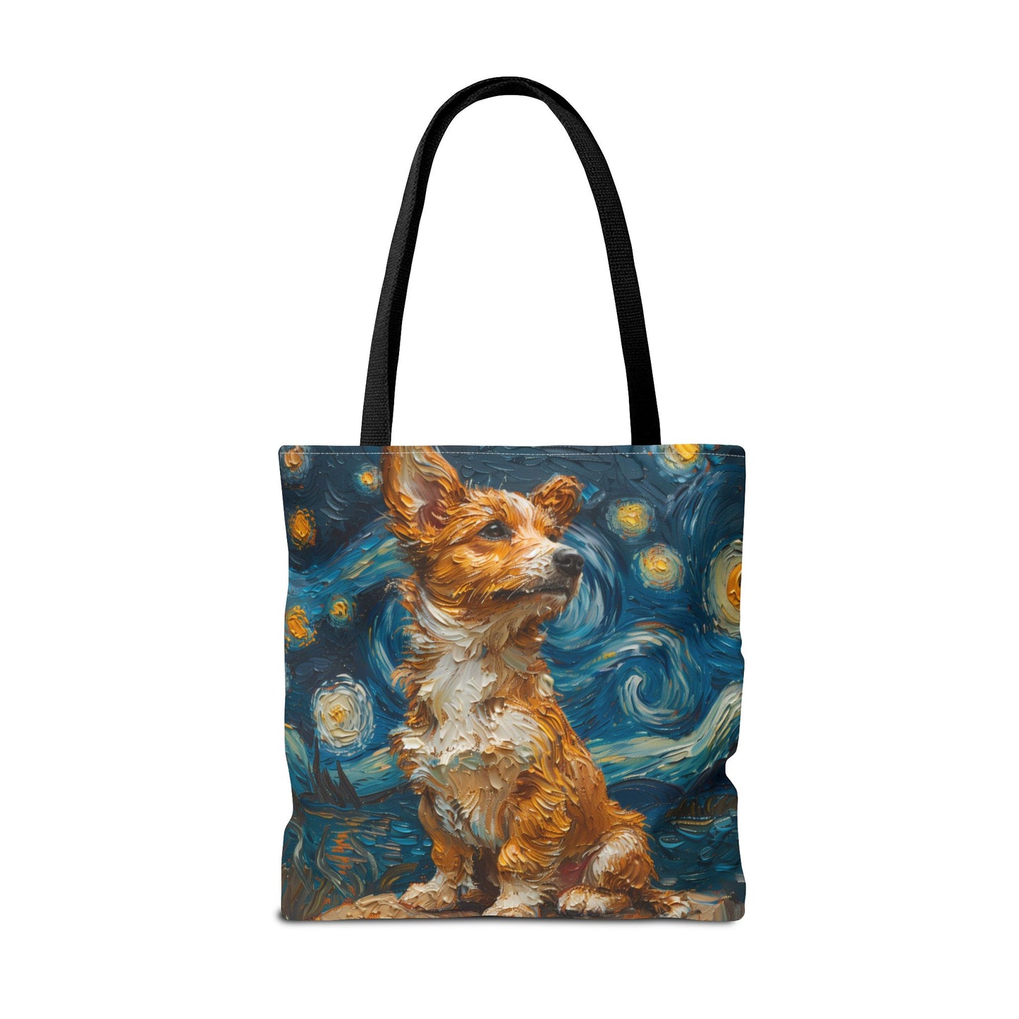 Starry Night Corgi Canvas Tote Bag - Artistic Dog Lover Gift, Eco-Friendly Shopping Companion