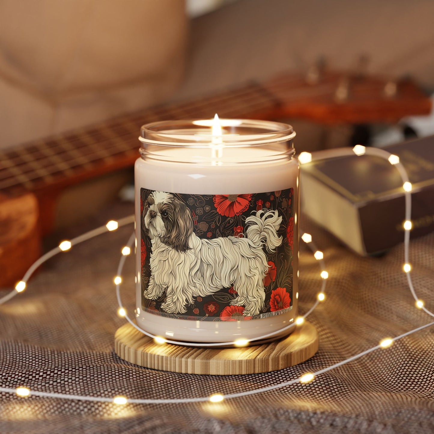 Shih Tzu Floral Soy Candle – Vintage Pet Lover Gift