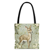 Fawn Meadow Floral Tote Bag, Eco-Friendly Nature Lover Gift