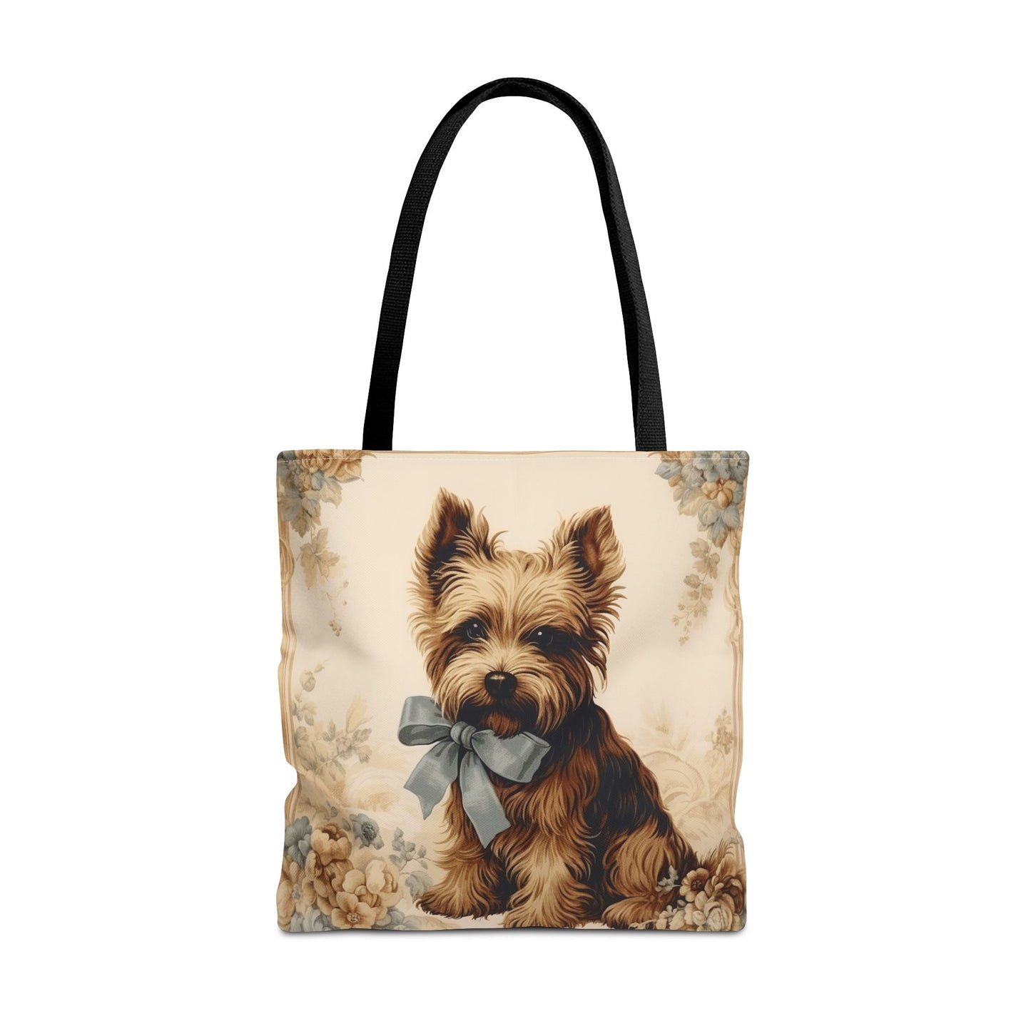 Yorkshire Terrier Tote Bag with Floral Design, Artistic Dog Lover Gift