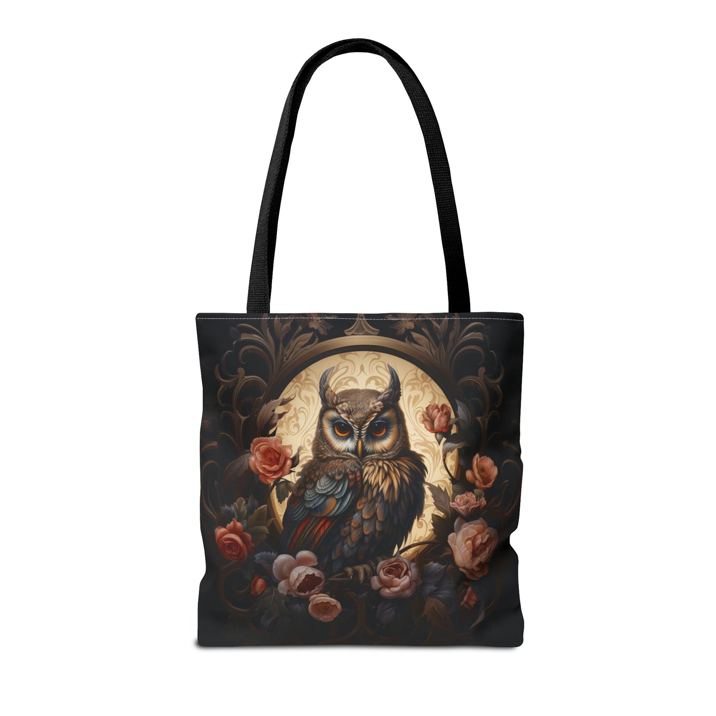 Elegant Woodland Owl Tote Bag with Vintage Floral Art