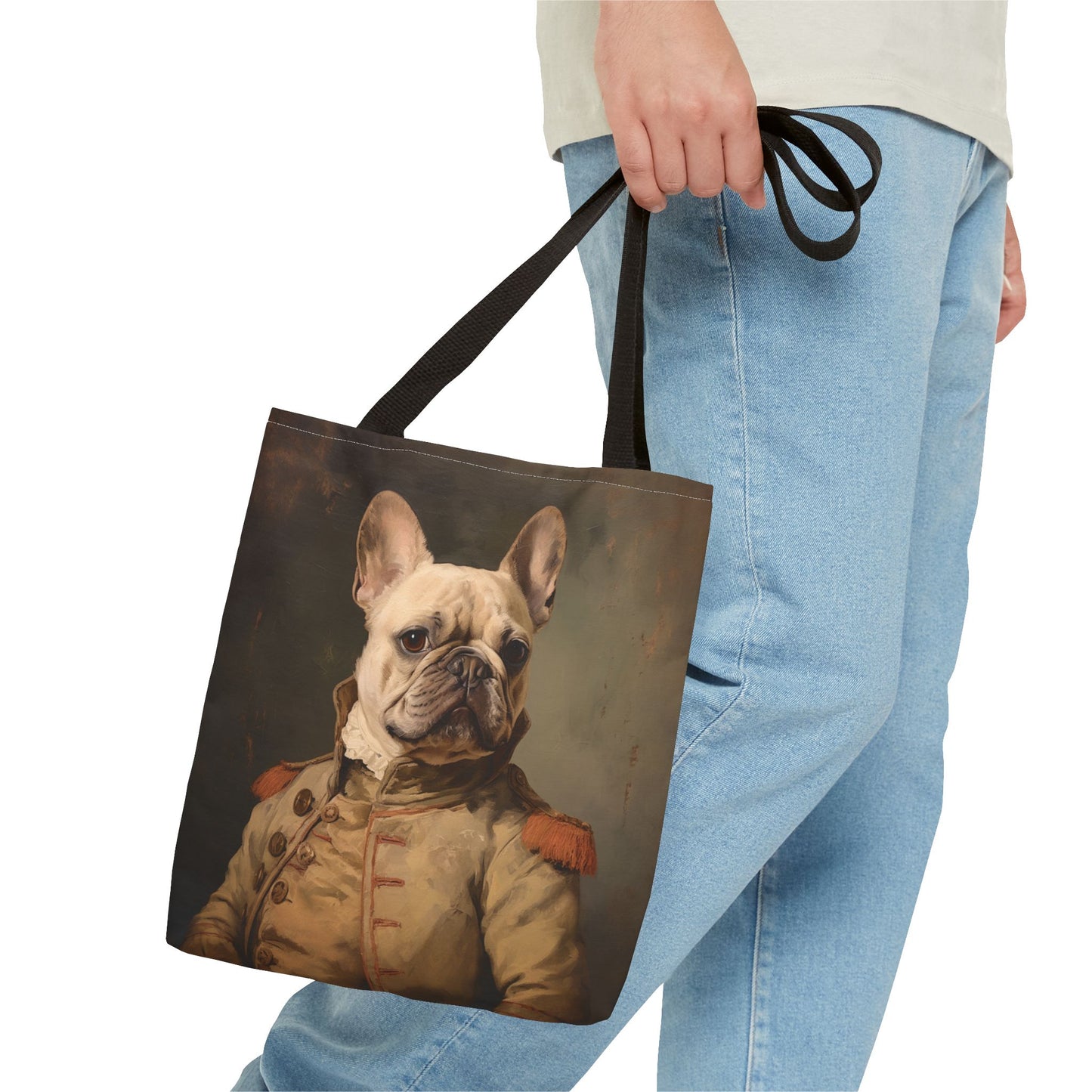 Regal French Bulldog Canvas Tote Bag, Vintage-Style Dog Lover Gift