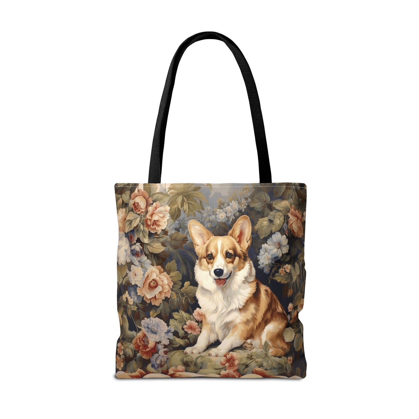 Corgi Bliss Floral Canvas Tote Bag, Eco-Friendly & Stylish Accessory