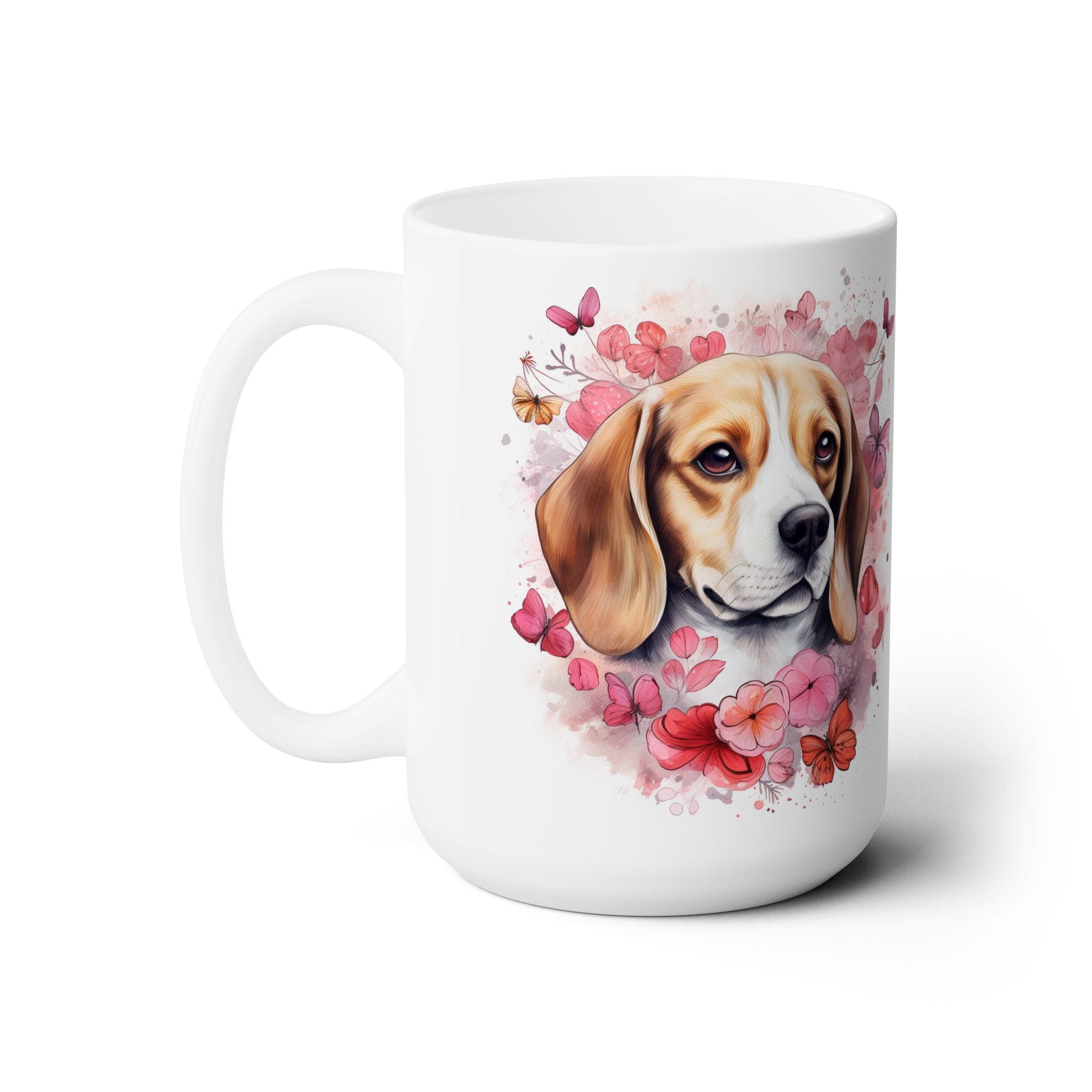 Beagle Bliss Mug – Floral Art Dog Lover’s Coffee Cup