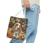 Floral Cocker Spaniel Canvas Tote Bag, Perfect for Dog Lovers