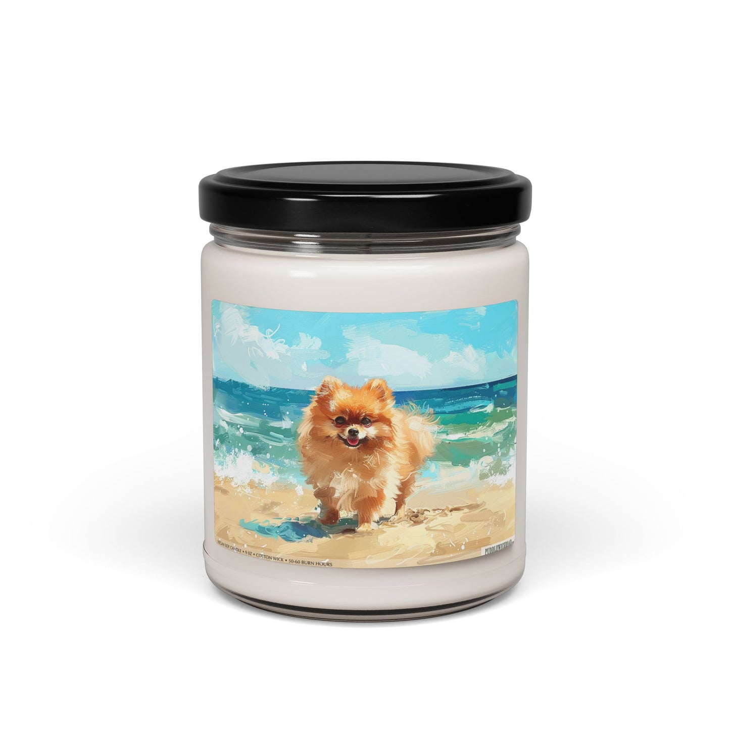 Beachside Pomeranian Candle – Adorable Dog Lover Gift