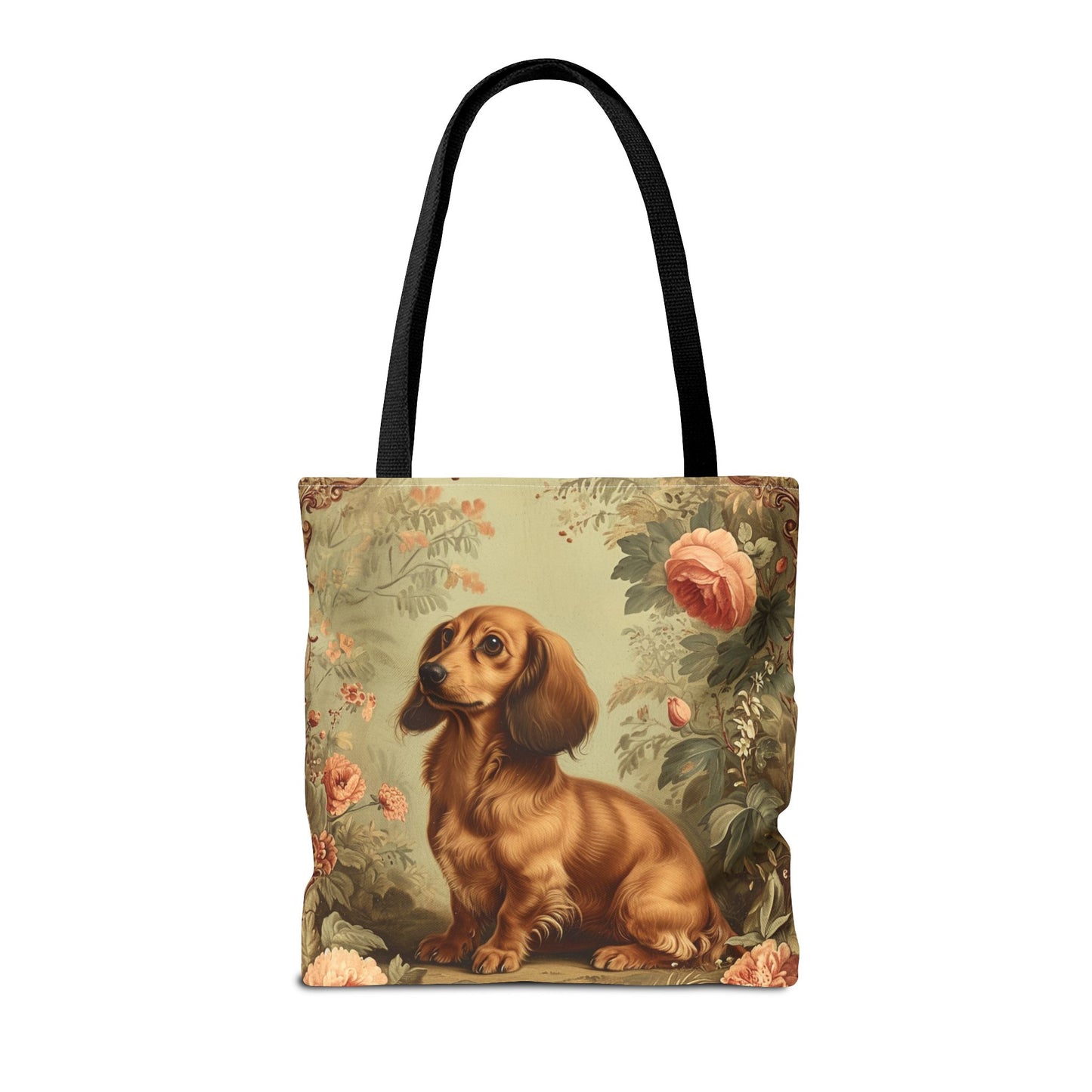 Dachshund Garden Charm Tote Bag - Floral Eco-Friendly Shopper