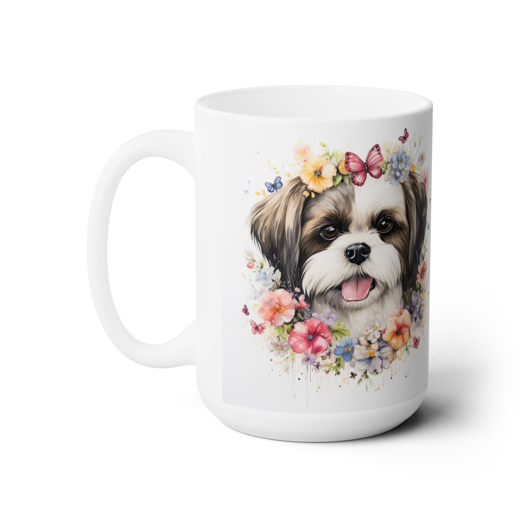 Shih Tzu Floral Bliss Coffee Mug - Cute Dog Lover's Gift