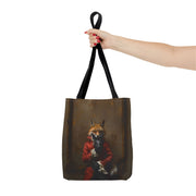 Elegant Red Fox Aristocrat Canvas Tote Bag - Eco-Friendly Animal Lover Gift