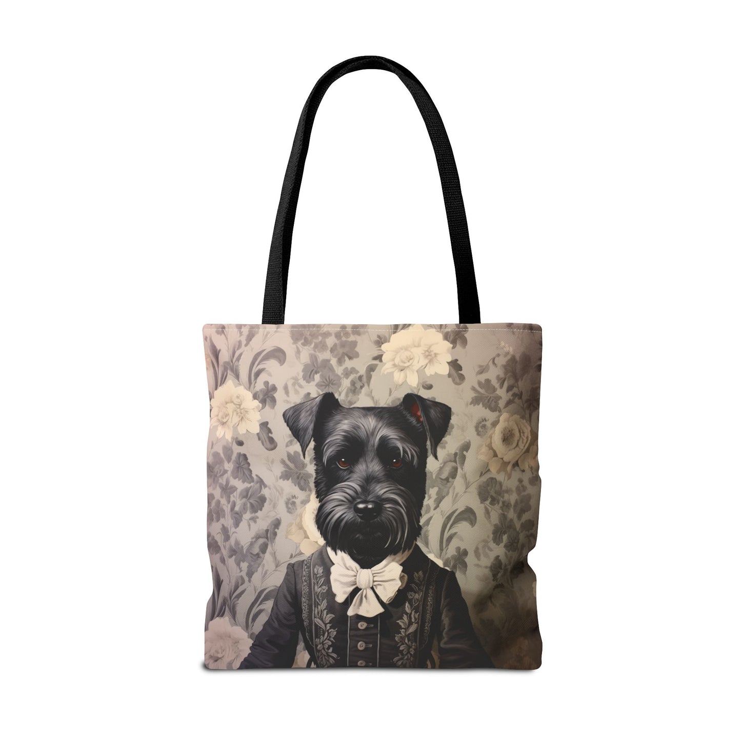 Distinguished Schnauzer Tote Bag, Elegant Floral Design for Dog Lovers