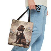 Chocolate Cocker Spaniel Tote Bag - Floral Vintage Design