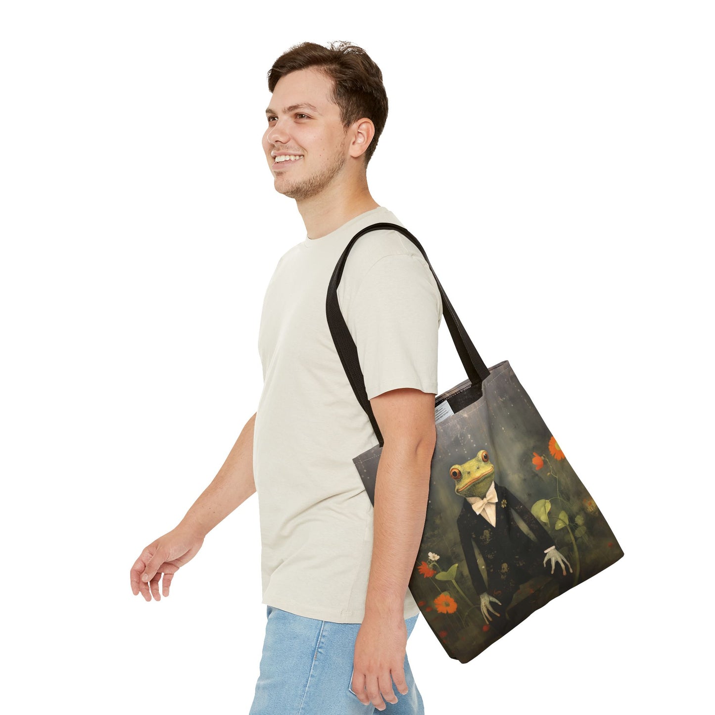 Frog Prince Canvas Tote Bag, Eco-Friendly Shopping Bag for Nature Lovers