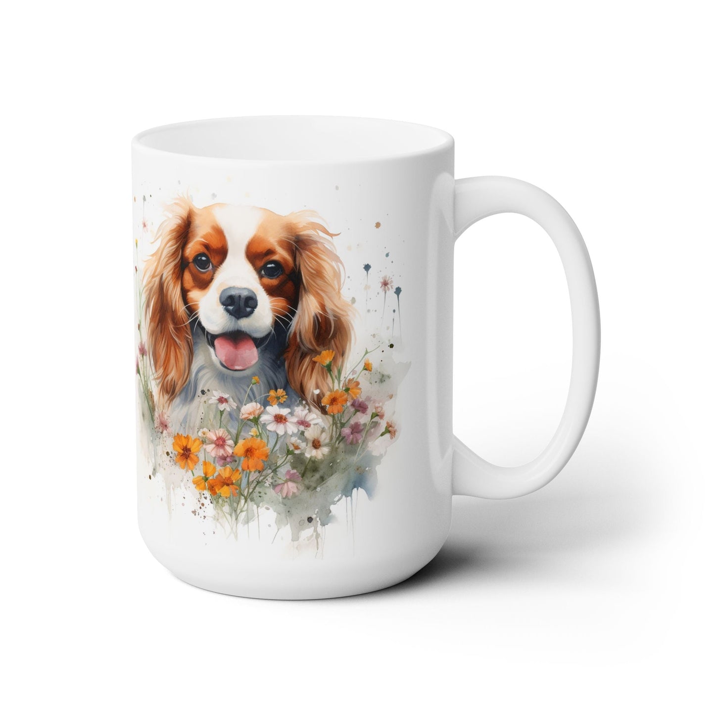 Cavalier King Charles Spaniel Mug – Floral Coffee Cup for Dog Lovers