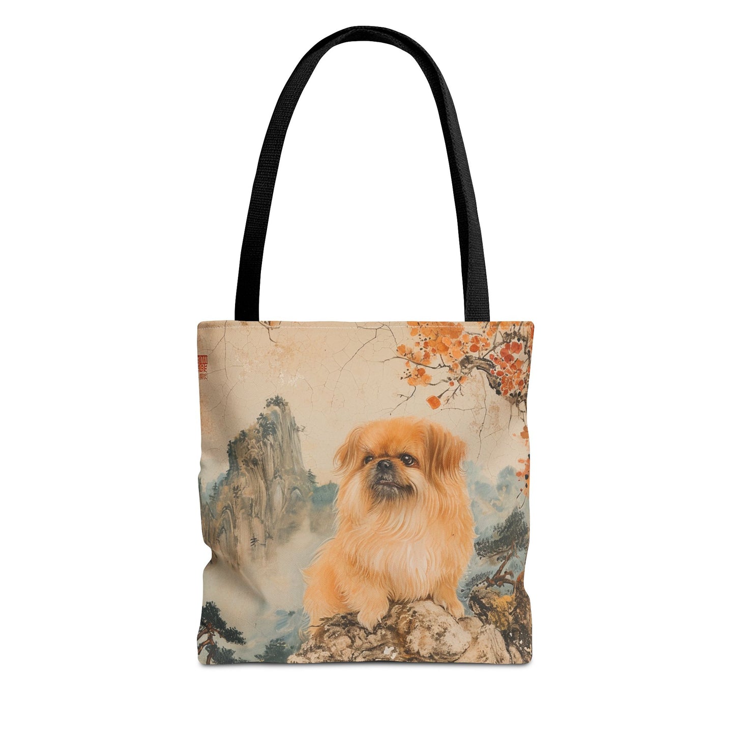 Pekingese Autumn Mountain Canvas Tote Bag, Eco-Friendly Gift for Dog Lovers