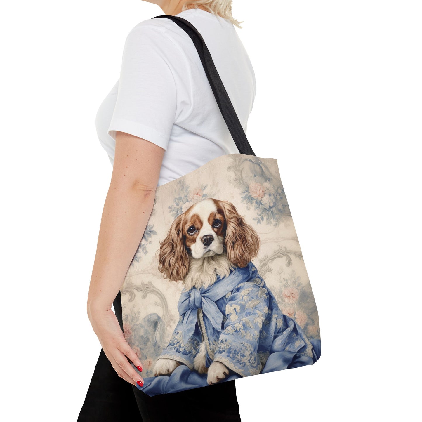 Regal Cavalier King Charles Spaniel Tote Bag - Elegant Canvas for Dog Lovers