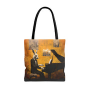 Sophisticated Rabbit Maestro Tote Bag, Artistic Canvas Design for Music Lovers