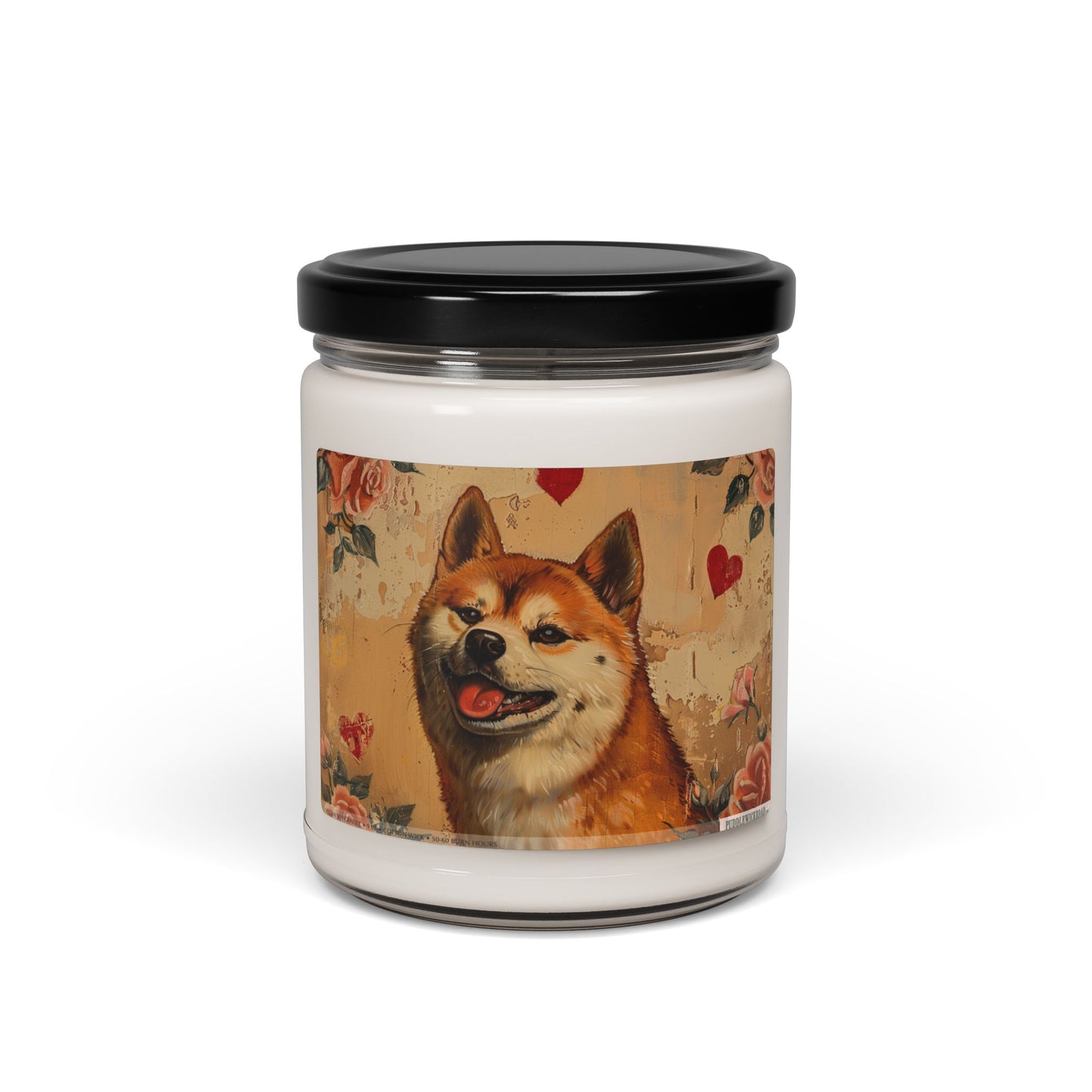 Akita Candle - Vintage Floral Art Memorial Gift for Dog Lovers