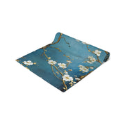 Cherry Blossom Table Runner | Teal, White, and Gold Design (72" or 90")