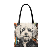 Rockstar Maltese Tote Bag, Artistic and Eco-Friendly Canvas for Dog Lovers