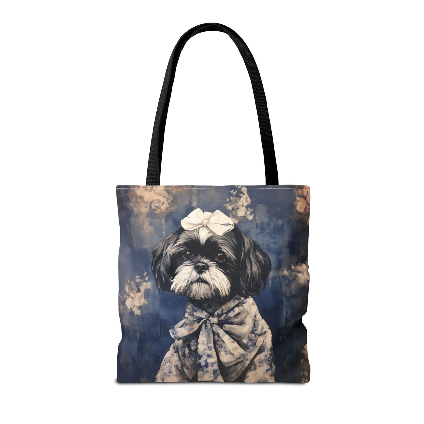 Shih Tzu Elegance Tote Bag, Floral Canvas, Stylish Dog Lover Gift