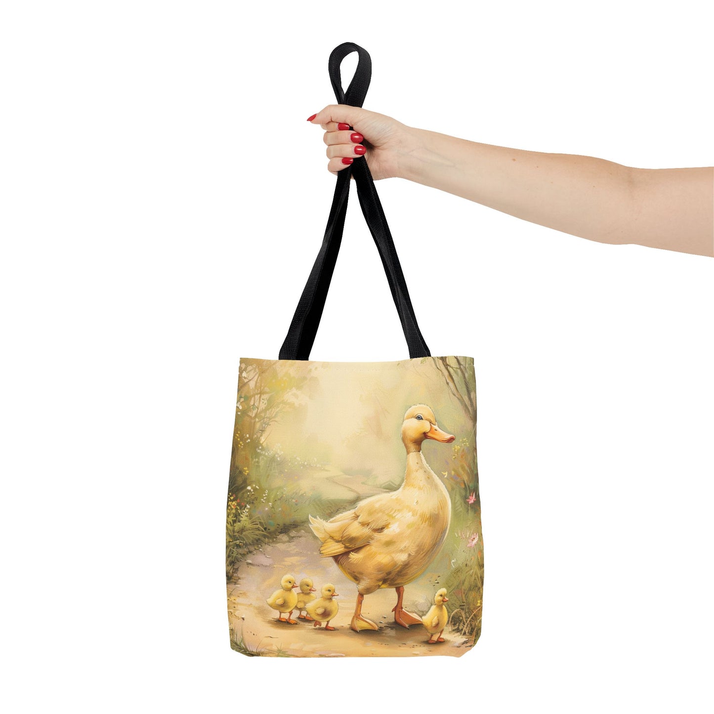 Charming Yellow Ducklings Canvas Tote Bag, Eco-Friendly Market Companion