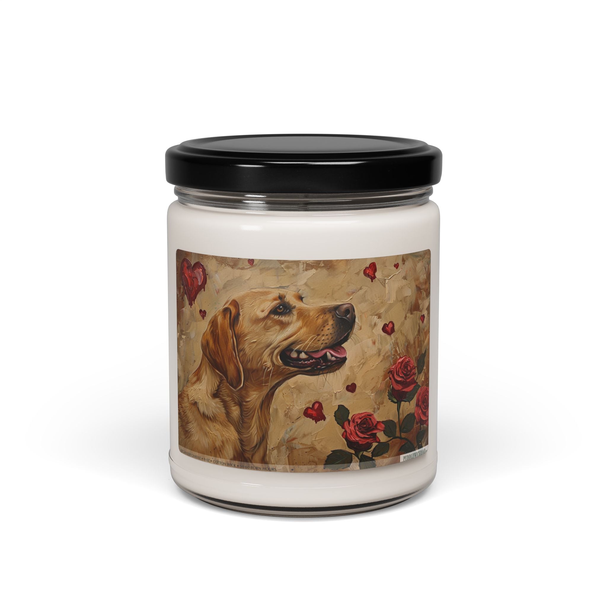 Golden Labrador Candle with Roses – Cozy Dog Lover Gift