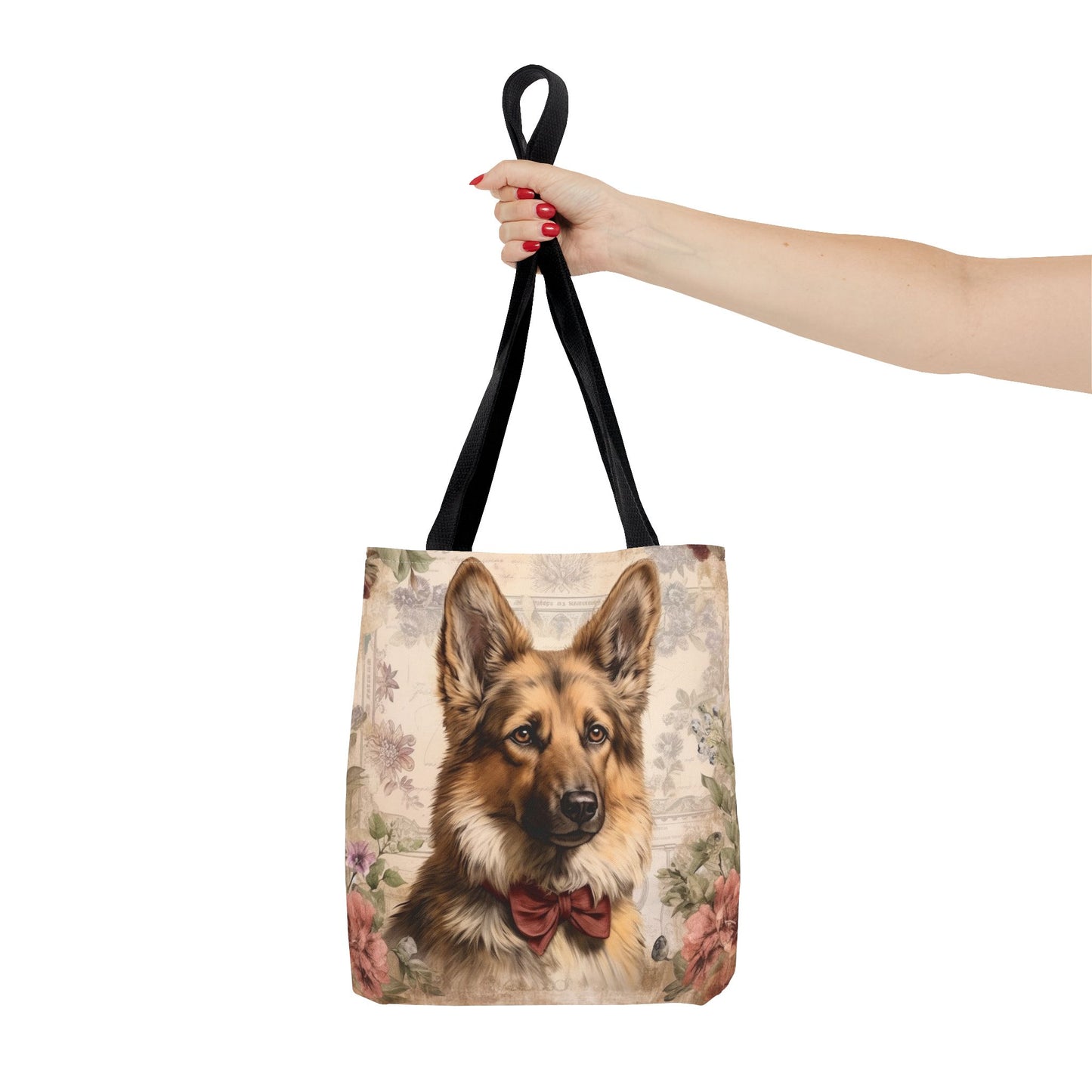 German Shepherd Floral Elegance Tote Bag – Eco-Friendly Casual Carryall