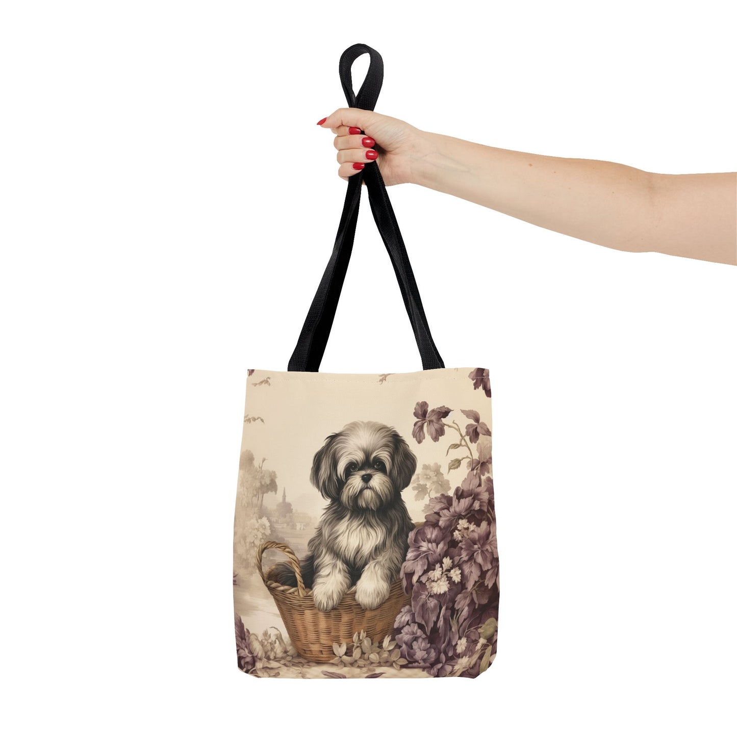 Shih Tzu Floral Garden Tote Bag, Eco-Friendly Pet Lover Gift