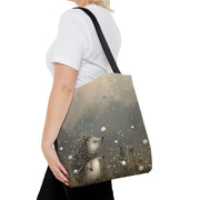 Whimsical Hedgehog Tote Bag with Dandelion Dreams - Eco-Friendly and Artistic