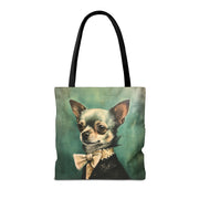 Chic Chihuahua Portrait Tote Bag, Elegant Eco-Friendly Canvas Design