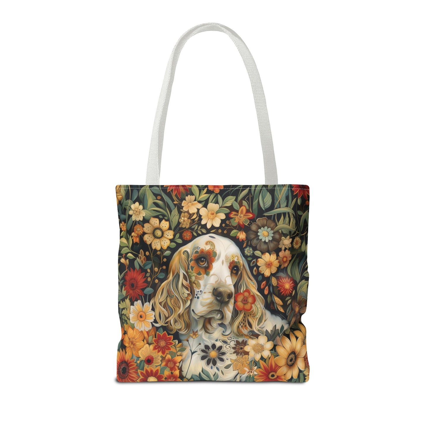 Floral Cocker Spaniel Canvas Tote Bag, Perfect for Dog Lovers