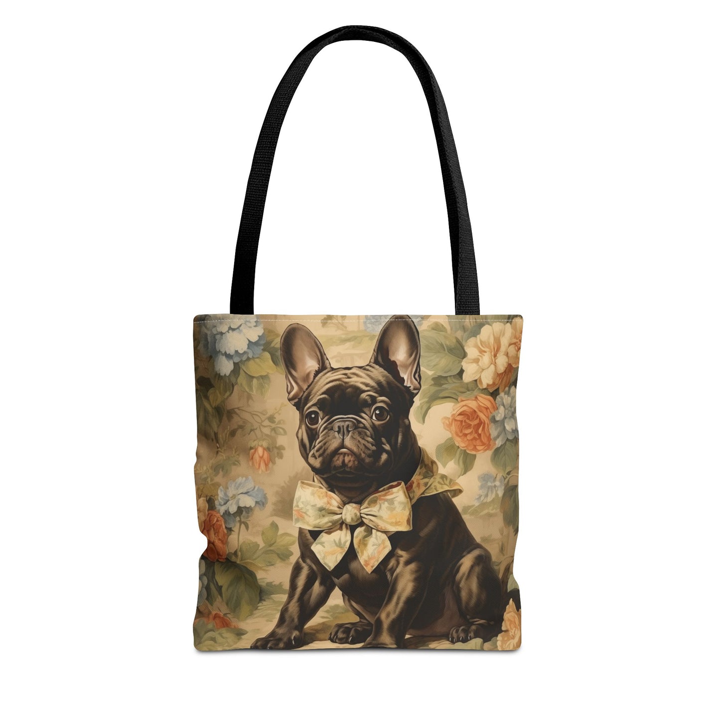 Charming Brindle Frenchie Floral Tote Bag, Eco-Friendly Dog Lover Gift