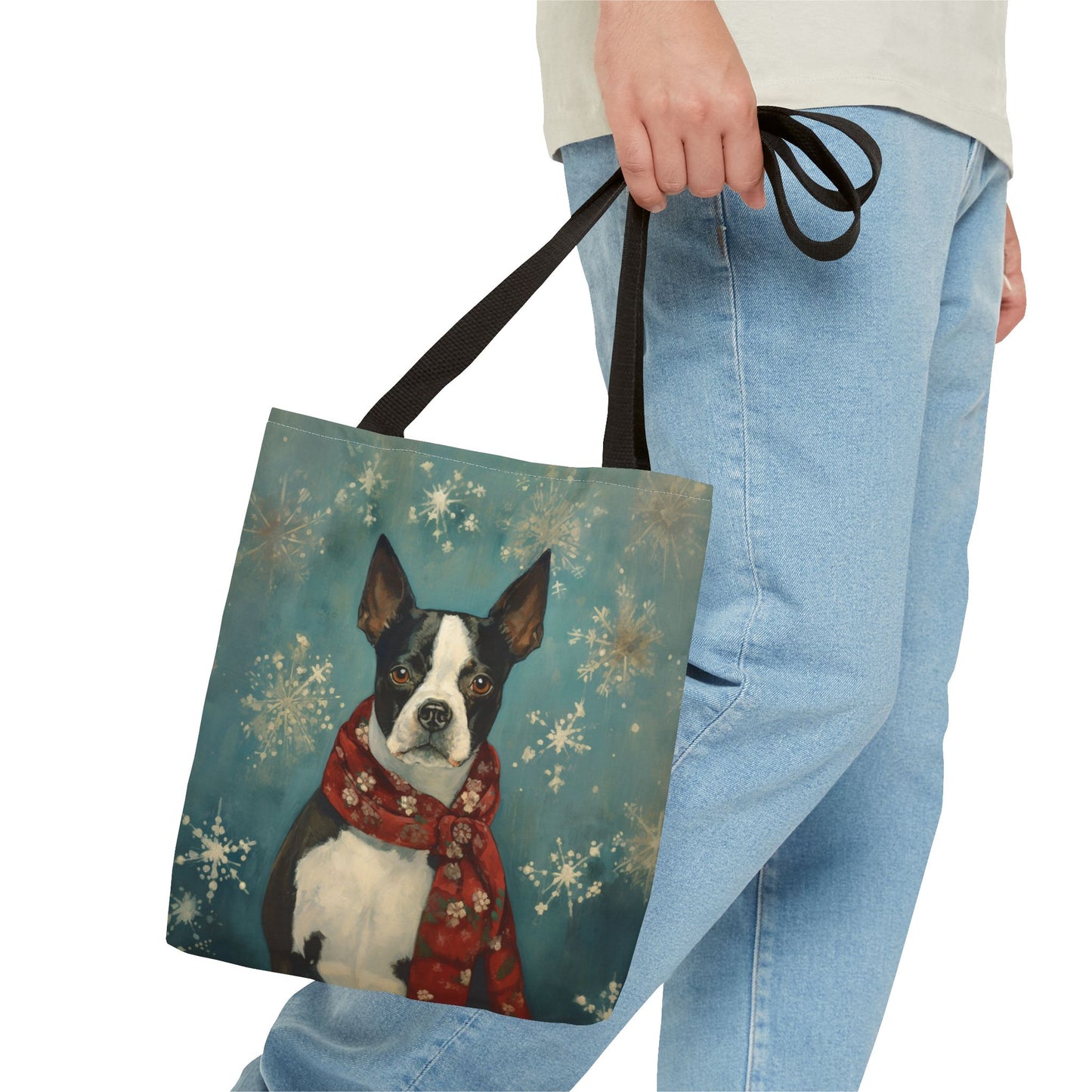 Winter Charm Boston Terrier Tote Bag - Eco-Friendly Dog Lover Gift