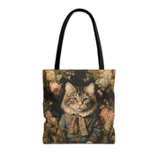 Maine Coon Cat Floral Art Tote Bag, Stylish Gift for Cat Lovers