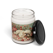 Maltese Dog Candle – Vintage Floral Art Gift for Pet Lovers