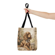 Elegant Cocker Spaniel Canvas Tote Bag, Floral Dog Lover's Gift