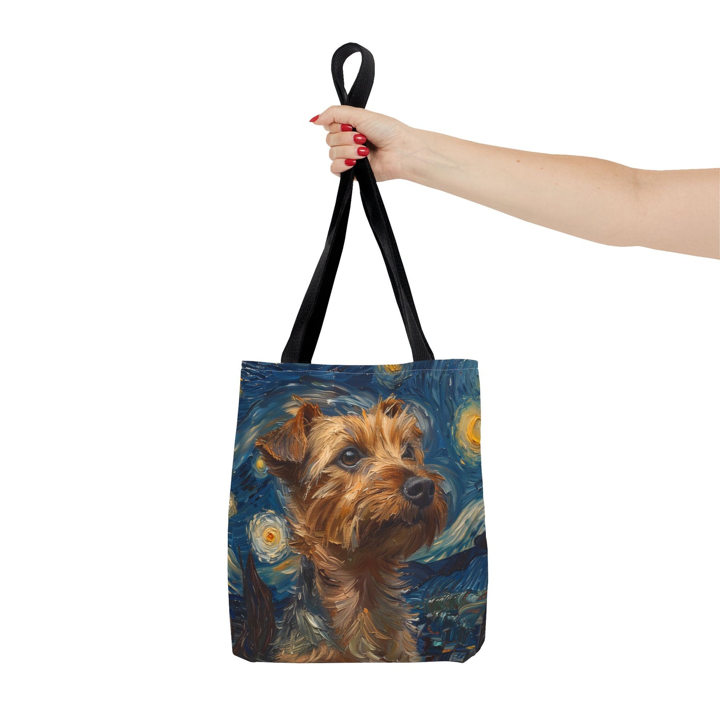 Yorkie Starry Night Canvas Tote, Artistic Eco-Friendly Dog Lover Bag